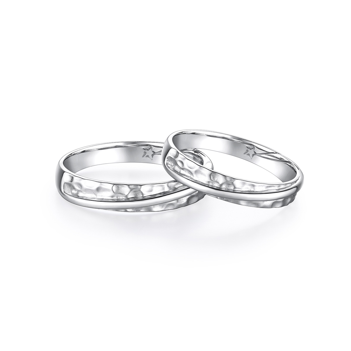 六福珠寶鉑金對戒 - "星耀時光"950鉑金情侶對戒(男戒)
