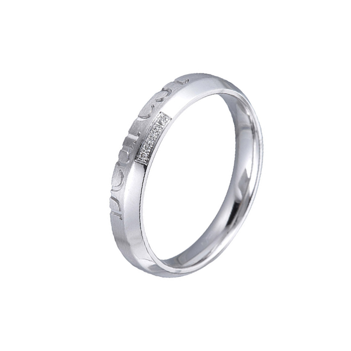 六福珠寶18K金對戒 - "十指緊扣-Dearest"18K金(白色)鑽石結婚對戒(女戒)