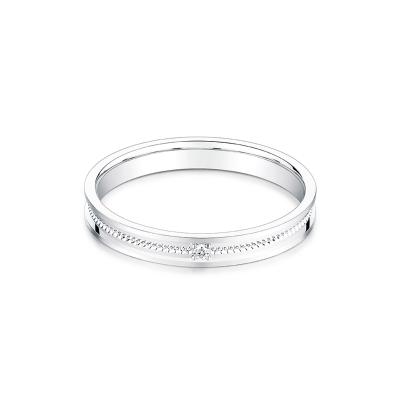 六福珠寶18K金對戒 - “傾愛時光”18K金(白色)鑽石對戒(女戒)