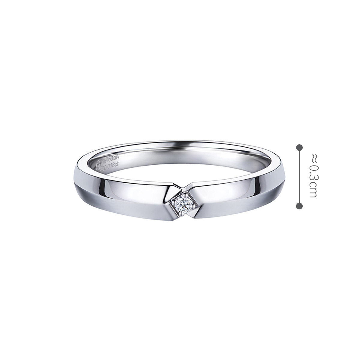 六福珠寶18K金對戒 - "一見傾心"18K金鑽石情侶對戒(女戒)–多色選擇