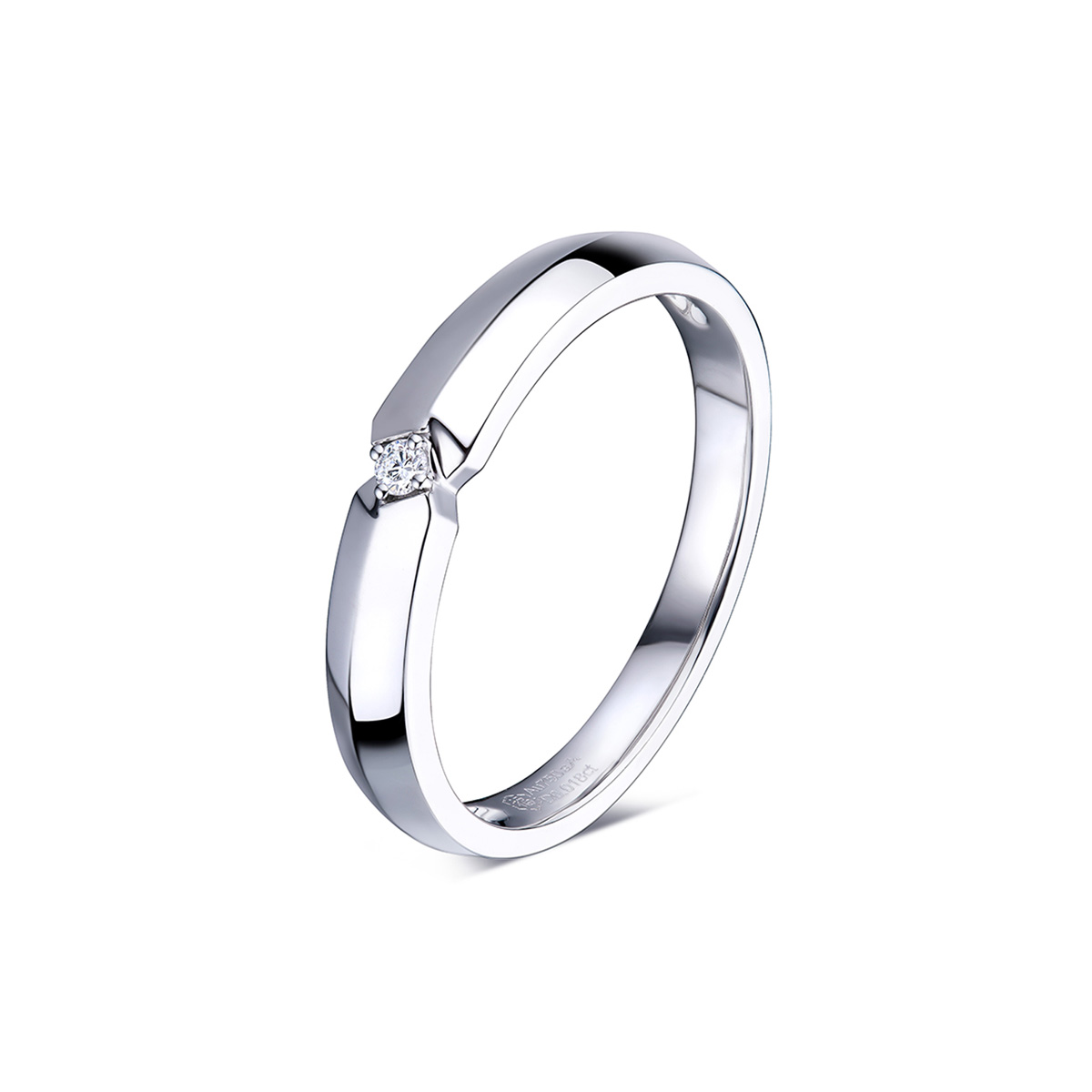 六福珠寶18K金對戒 - "一見傾心"18K金鑽石情侶對戒(女戒)–多色選擇