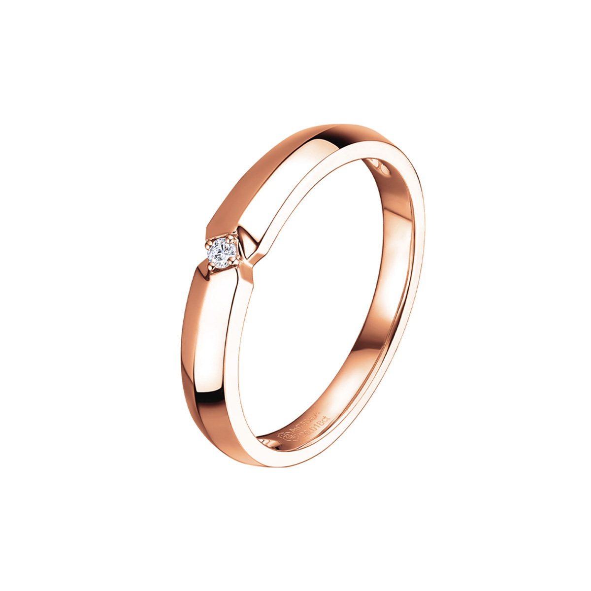 六福珠寶18K金對戒 - "一見傾心"18K金鑽石情侶對戒(女戒)–多色選擇