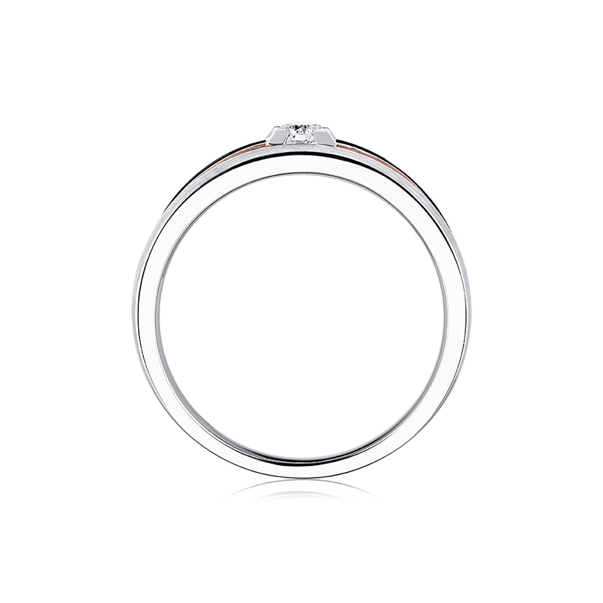 六福珠寶18K金對戒 - “型格誓約”18K金(分色)三角爪鑽石對戒(女戒)