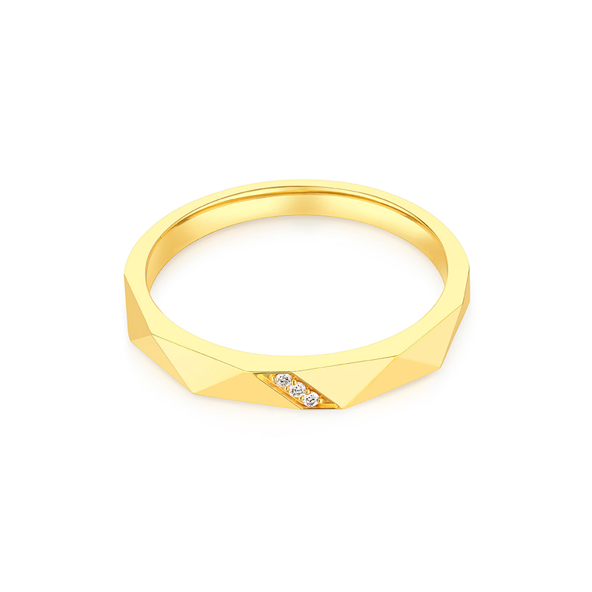 六福珠寶黃金對戒 - “愛之以恆”999足金鑽石對戒(女戒)