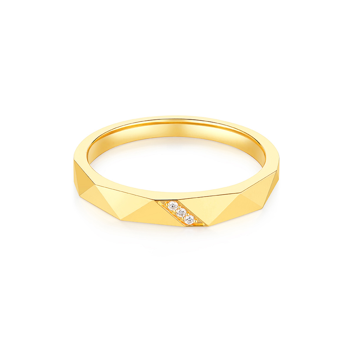 六福珠寶黃金對戒 - “愛之以恆”999足金鑽石對戒(男戒)