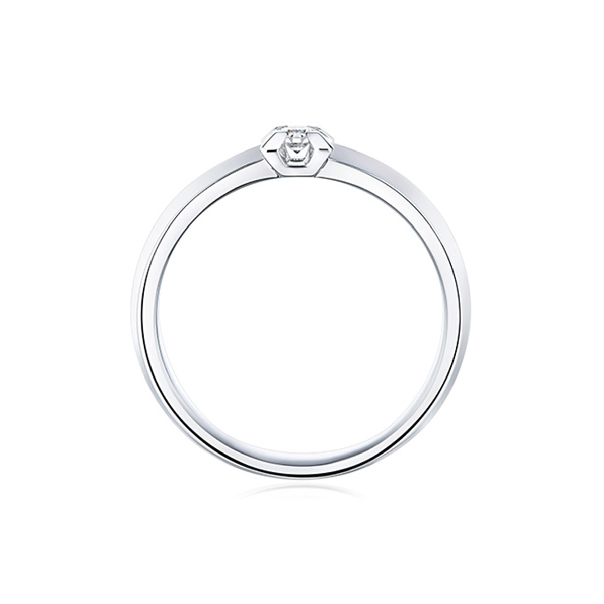 六福珠宝18K金对戒 - “执手相伴”18K金(白色)钻石对戒(女戒)