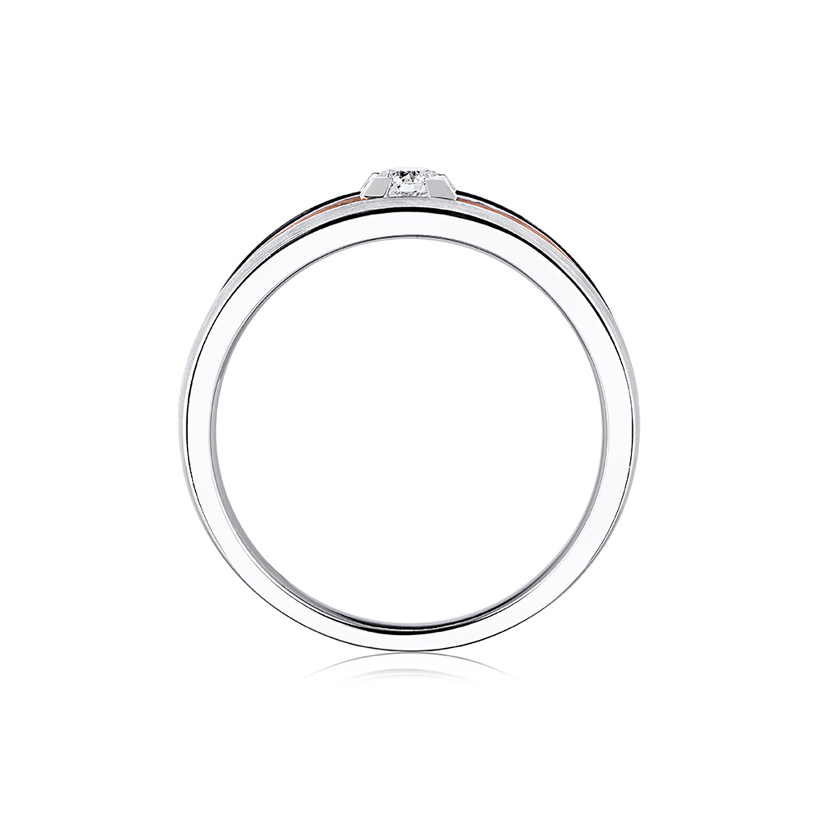 六福珠寶18K金對戒 - “型格誓約”18K金(分色)三角爪鑽石對戒(男戒)