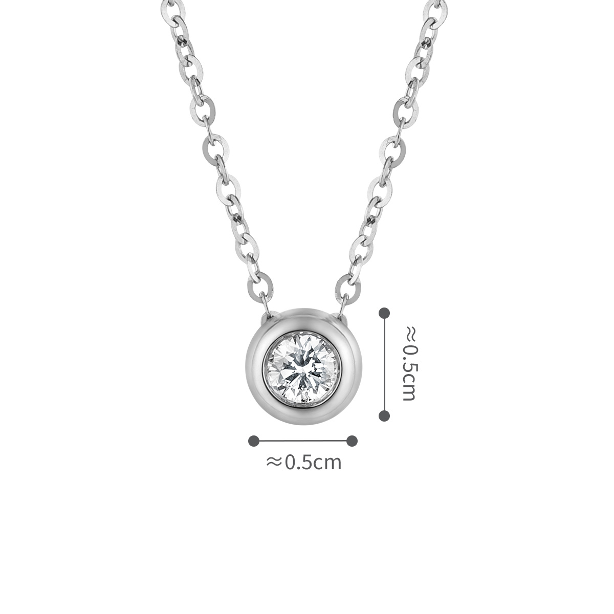 六福珠寶18K金頸鏈 - "圓"美‧夢18K金(白色)鑽石頸鏈