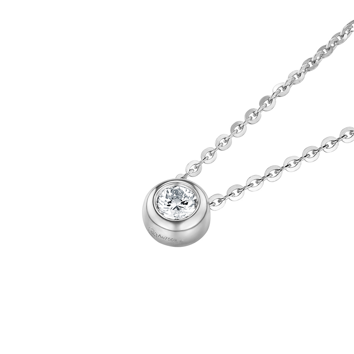 六福珠寶18K金頸鏈 - "圓"美‧夢18K金(白色)鑽石頸鏈