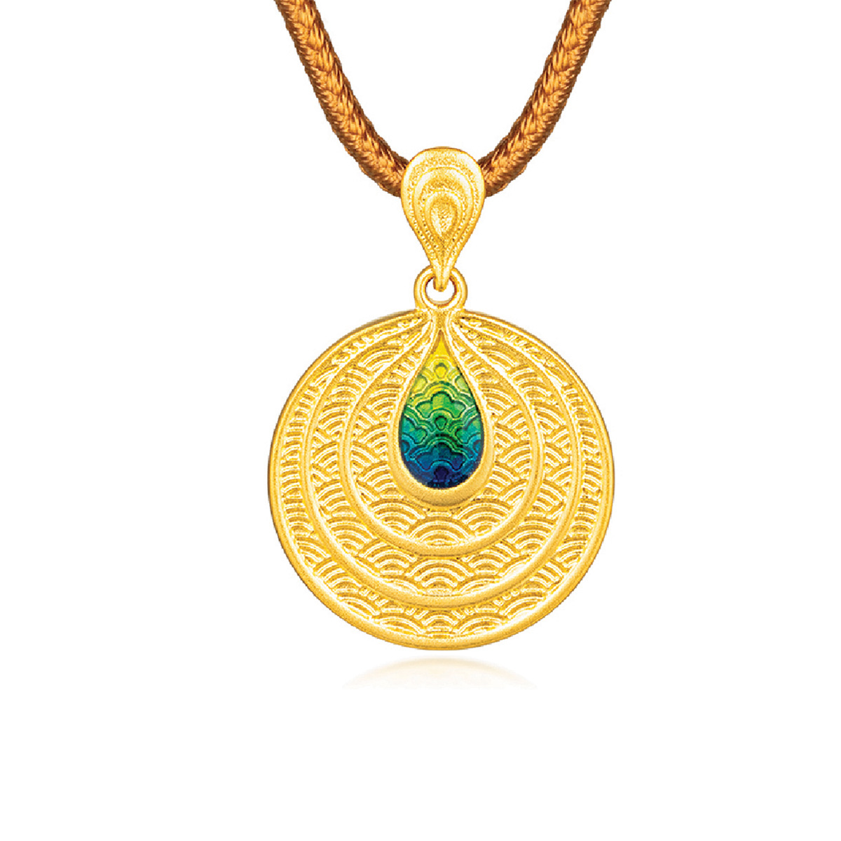 六福珠寶黃金吊墜 - "福澤天下"999.9黃金琺瑯吊墜