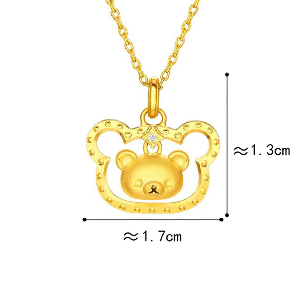六福珠寶黃金吊墜 - "小熊頭像"Goldstyle•X999足金鑽石吊墜
