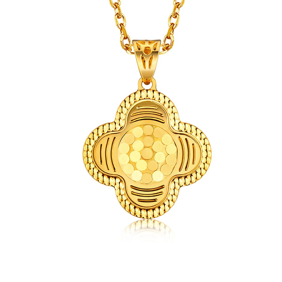 六福珠寶黃金吊墜 - "終身閃耀"四葉草990黃金吊墜