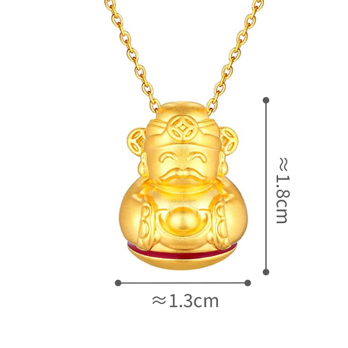 六福珠寶黃金吊墜 - "不倒一族"抱金財神999足金吊墜