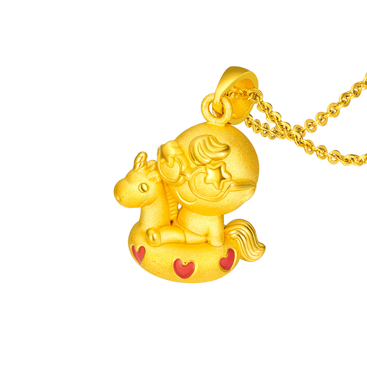 六福珠寶黃金吊墜 - "嘉嘉獨角馬水泡圈"999足金吊墜