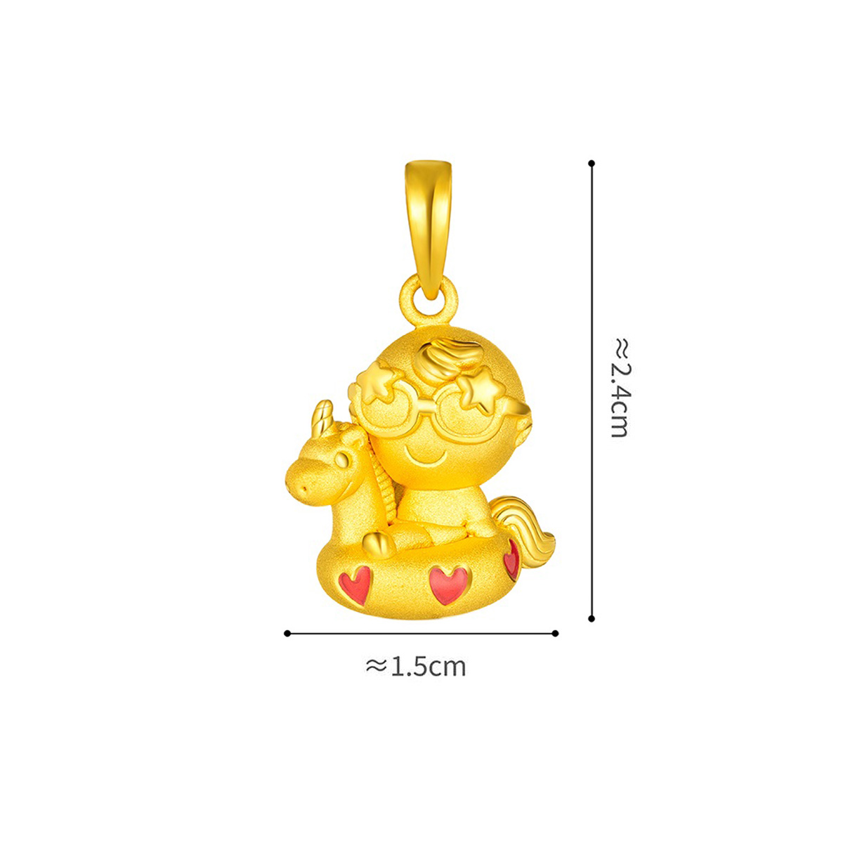 六福珠寶黃金吊墜 - "嘉嘉獨角馬水泡圈"999足金吊墜