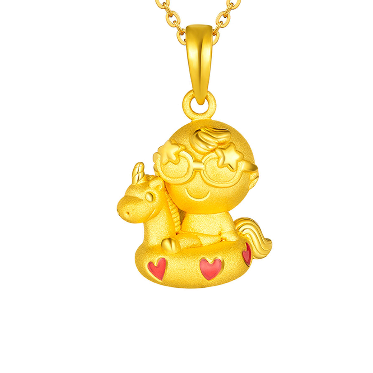 六福珠寶黃金吊墜 - "嘉嘉獨角馬水泡"999足金吊墜