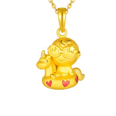 六福珠寶黃金吊墜 - "嘉嘉獨角馬水泡"999足金吊墜