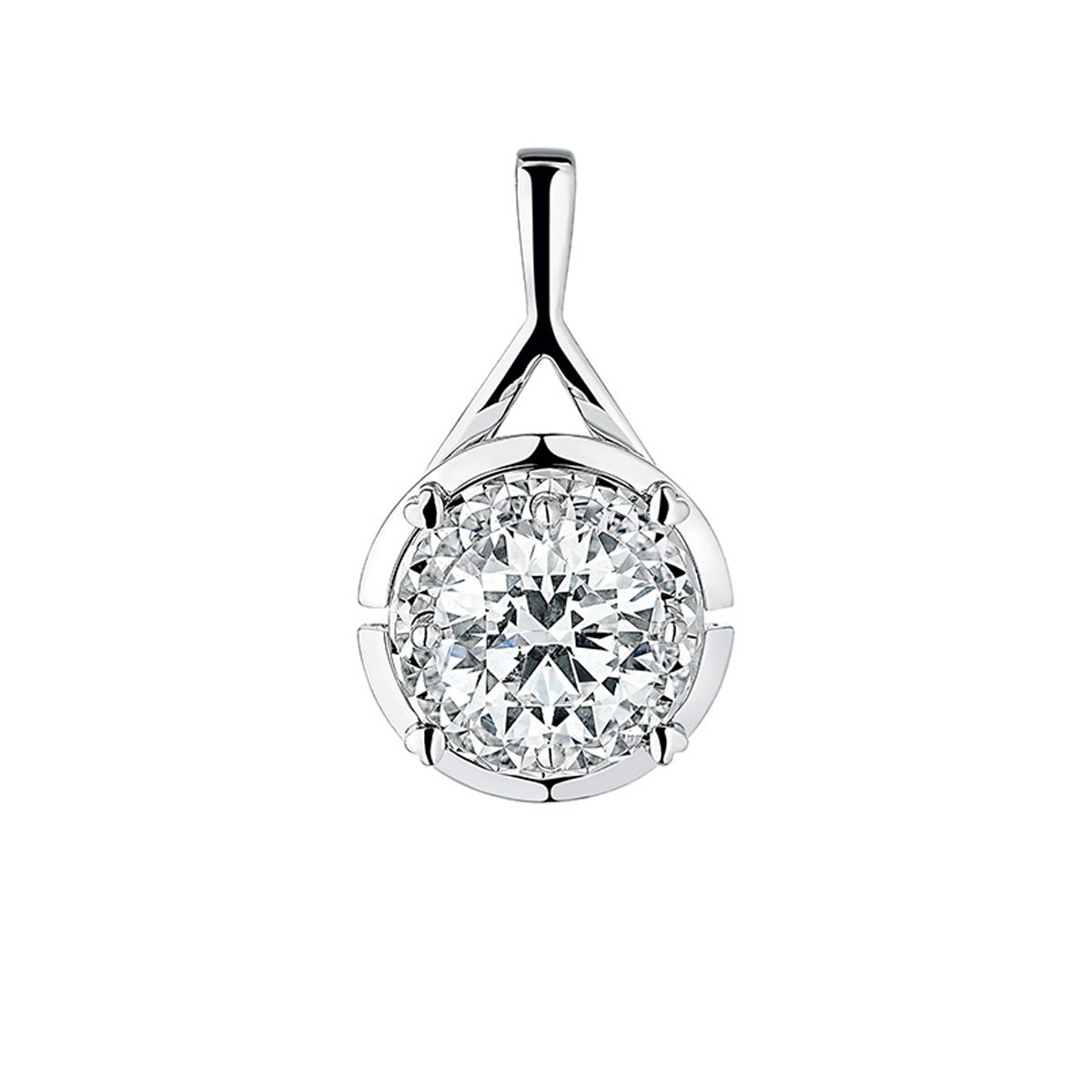 $t('六福珠寶')18K金吊墜 - "閃耀之愛"18K(白色)鑽石吊墜