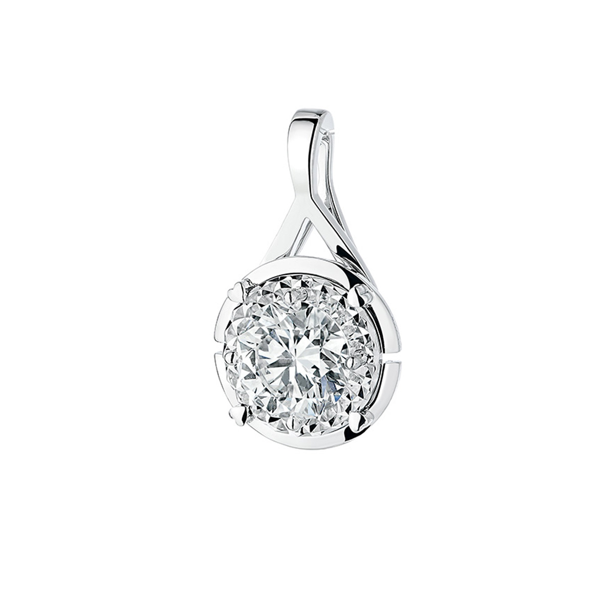 六福珠寶18K金吊墜 - "閃耀之愛"18K(白色)鑽石吊墜