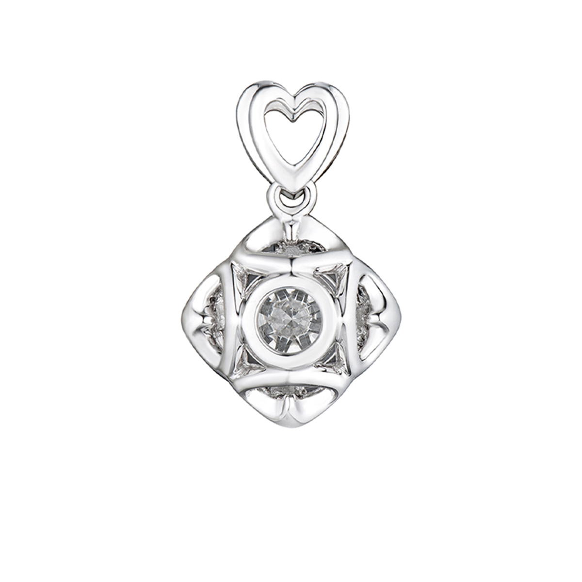 六福珠寶18K金吊墜 - "愛的星空"18K金(白色)鑽石吊墜(放閃車花工藝)