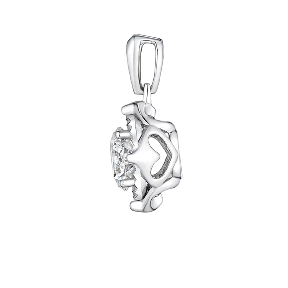 六福珠寶18K金吊墜 - "愛的星空"18K金(白色)鑽石吊墜(放閃車花工藝)