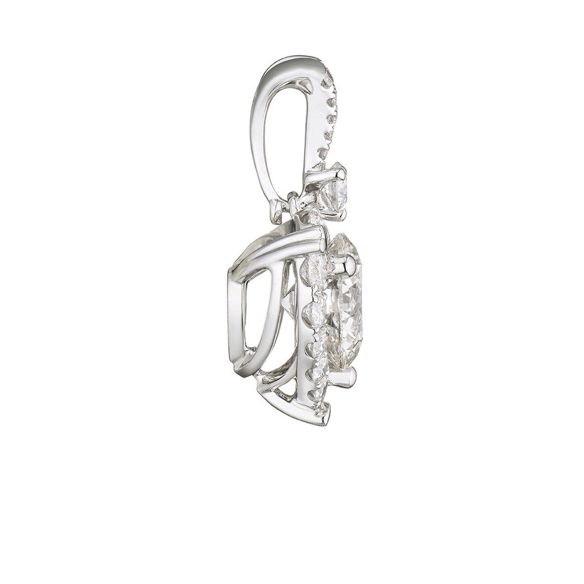 六福珠寶18K金吊墜 - "迷人心鑽"18K金(白色)心形鑽石吊墜