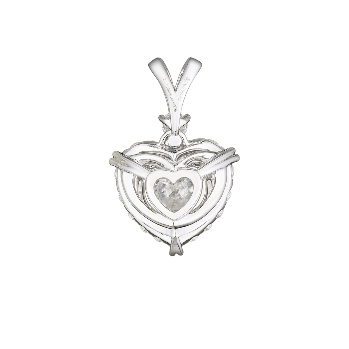 六福珠寶18K金吊墜 - "迷人心鑽"18K金(白色)心形鑽石吊墜
