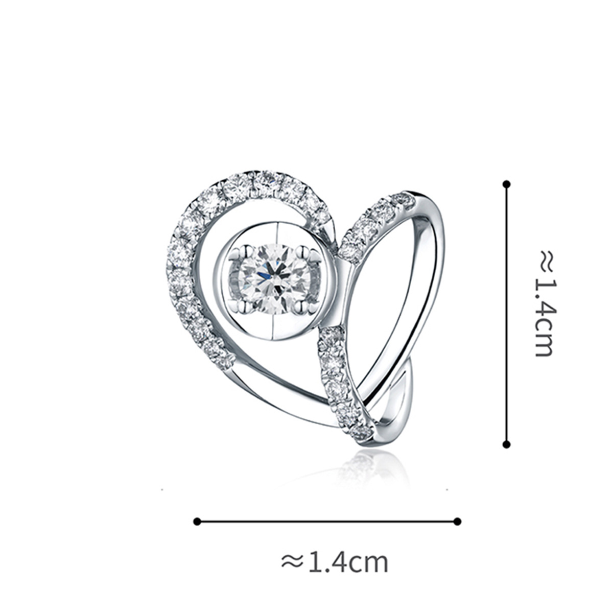 六福珠寶18K金吊墜 - "心環"18K金(白色)環形鑽石吊墜