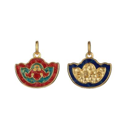 六福珠寶undefined - "運財元寶"999.9黃金琺瑯吊墜