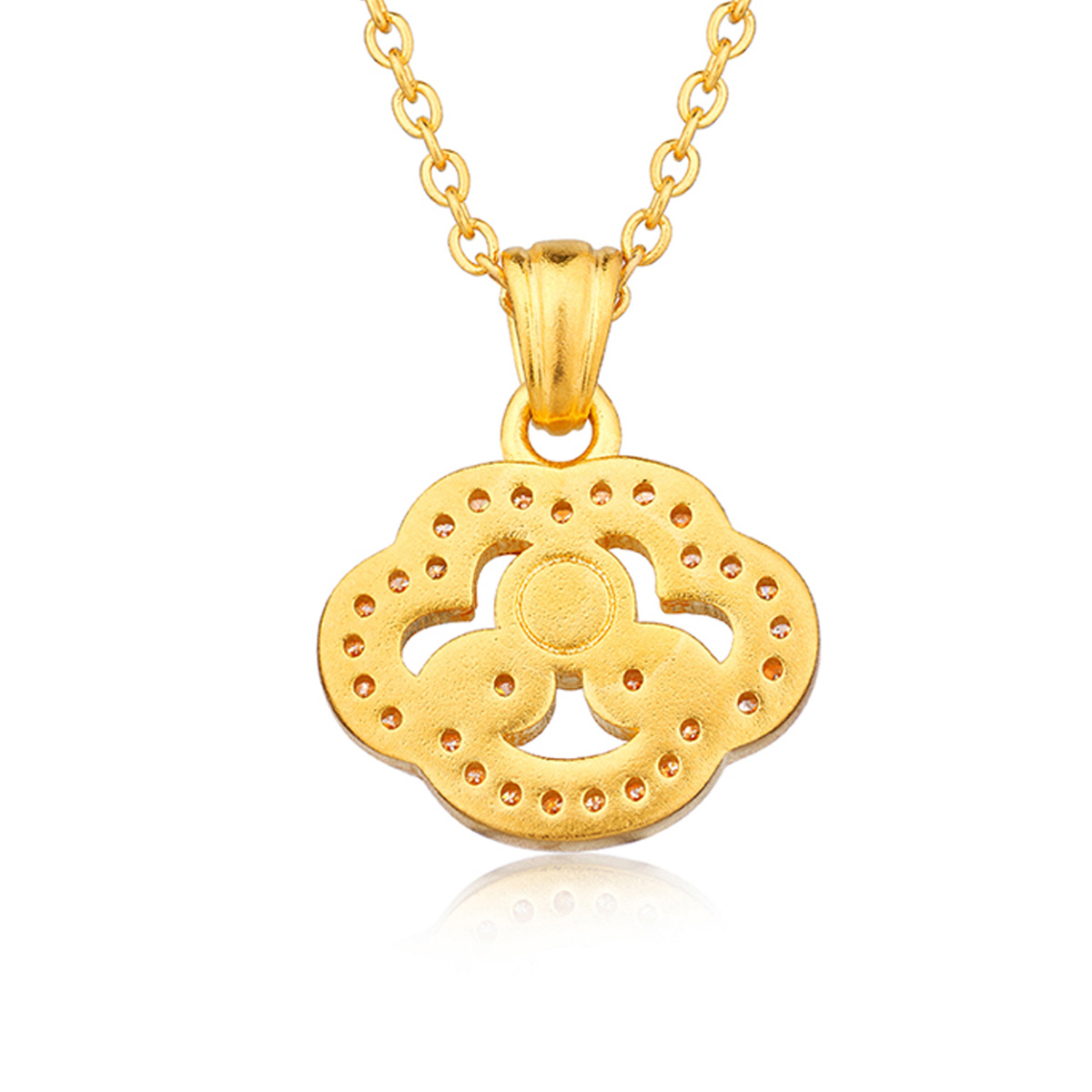 六福珠寶黃金吊墜 - "紅運如意"999.9黃金紅寶石鑽石吊墜