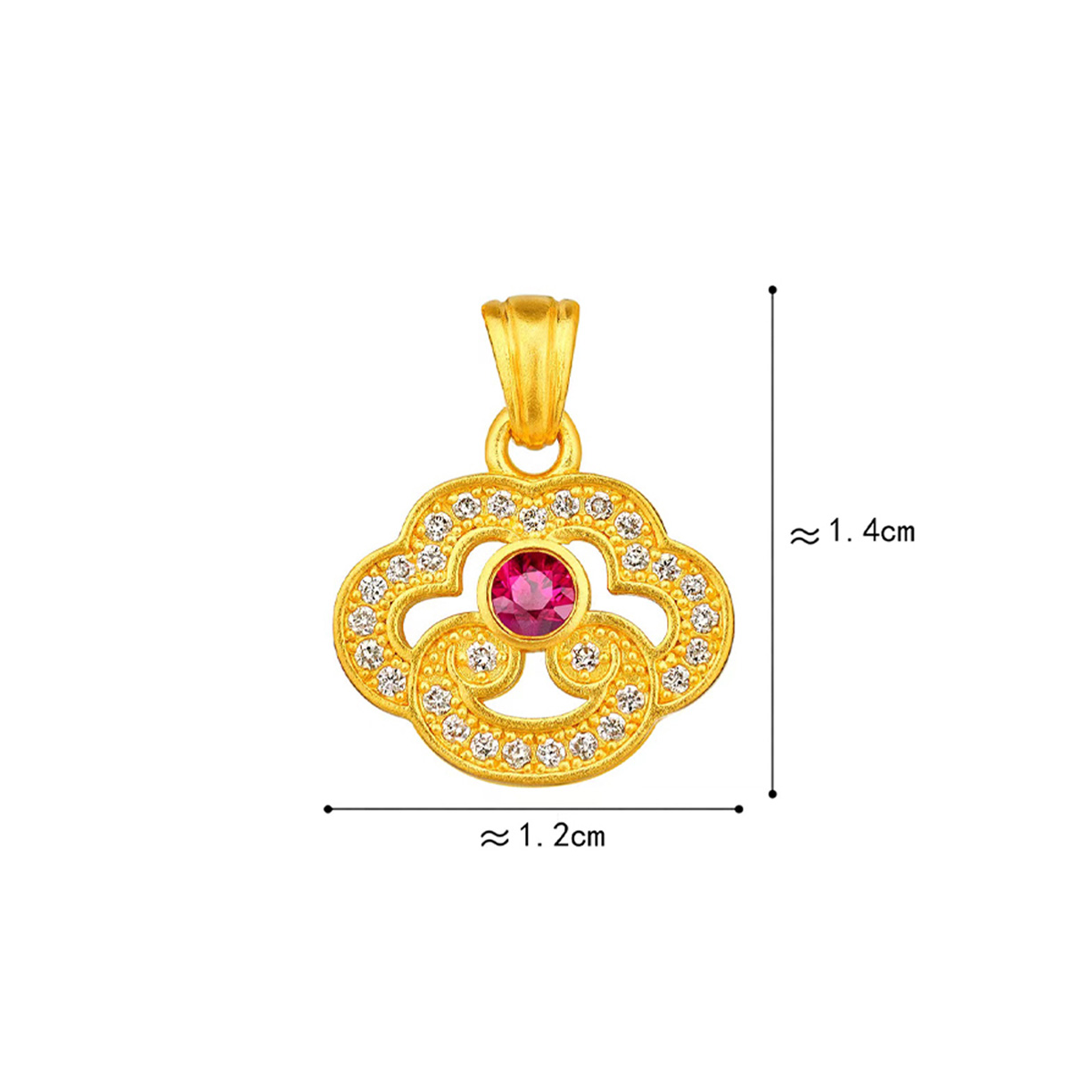 六福珠寶黃金吊墜 - "紅運如意"999.9黃金紅寶石鑽石吊墜