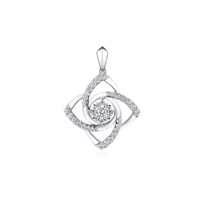六福珠寶undefined - "風車花"18K金(白色)放閃車花片鑽石吊墜