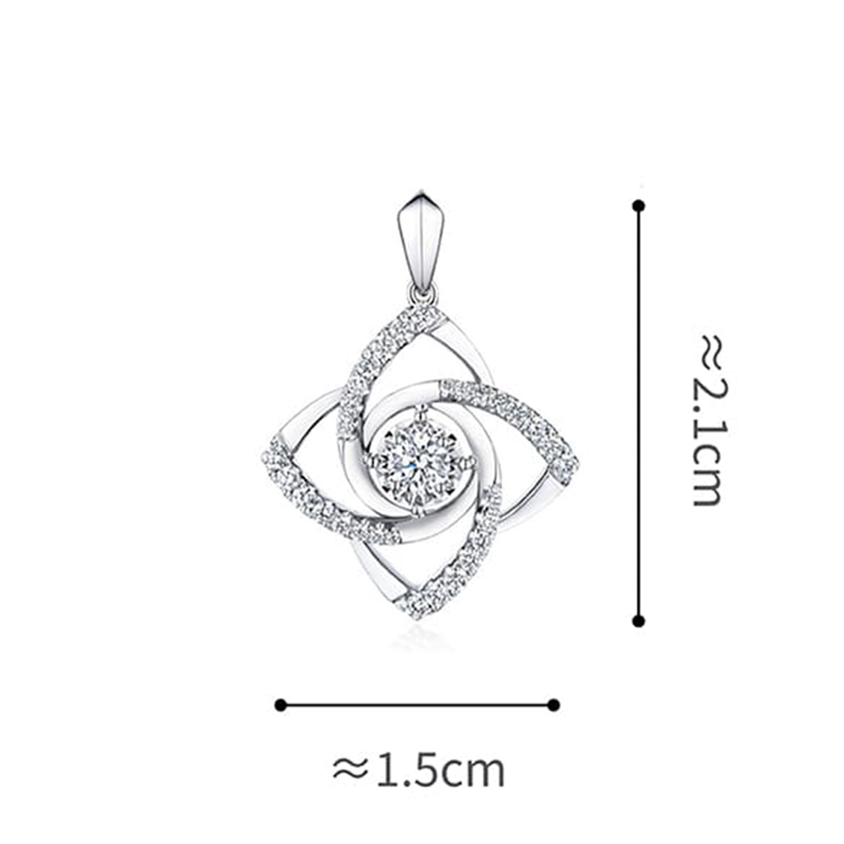 六福珠寶18K金吊墜 - "風車花"18K金(白色)放閃車花片鑽石吊墜