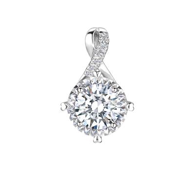 六福珠寶18K金吊墜 - "愛的光芒"18K金(白色)鑽石吊墜(放閃車花工藝)