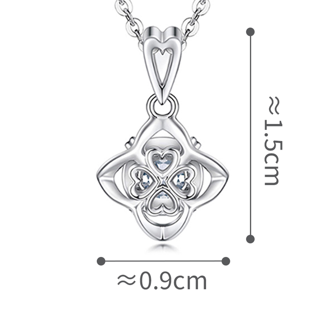 六福珠寶18K金吊墜 - "愛的花蕾"18K金(白色)鑽石吊墜(放閃車花工藝)