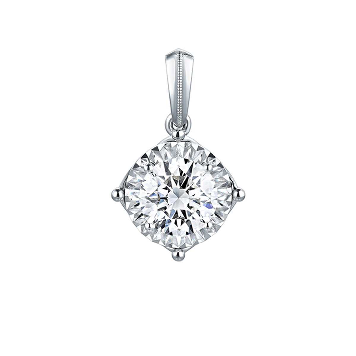 六福珠寶18K金吊墜 - "愛很美-香港小姐"18K金(白色)鑽石吊墜