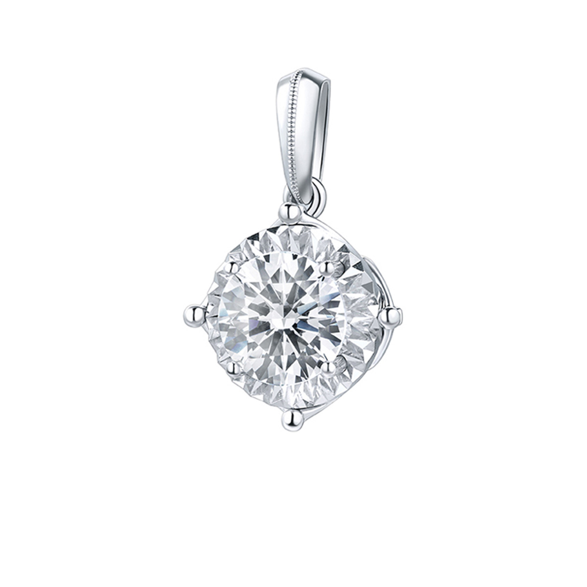 六福珠寶18K金吊墜 - "愛很美-香港小姐"18K金(白色)鑽石吊墜