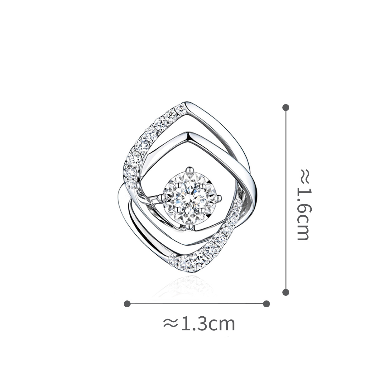 六福珠寶18K金吊墜 - "遇愛"18K金(白色)鑽石吊墜(放閃車花工藝)