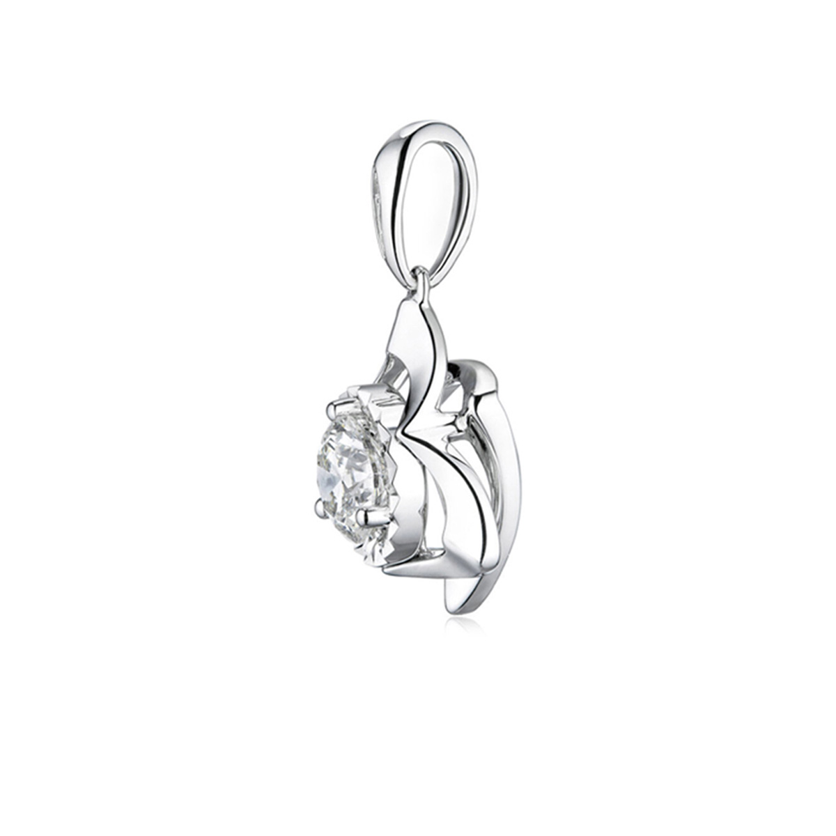 六福珠寶18K金吊墜 - 三角星18K金鑽石吊墜(放閃車花工藝)-多色選擇