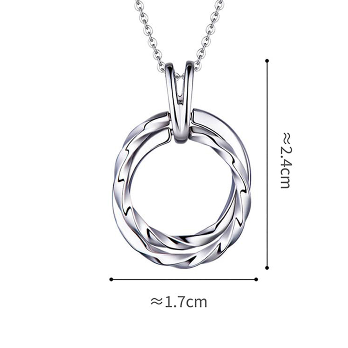 六福珠寶鉑金吊墜 - "時光雙環"950鉑金吊墜