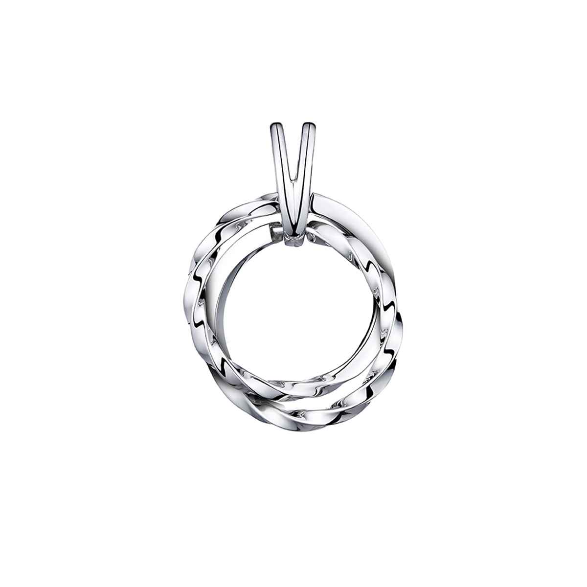 六福珠寶鉑金吊墜 - "時光雙環"950鉑金吊墜