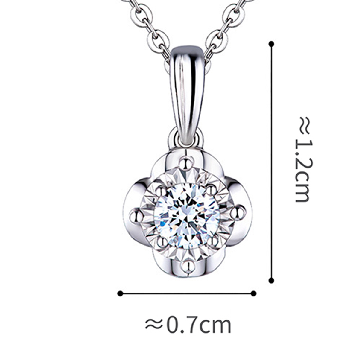 六福珠寶18K金吊墜 - "花映"18K金(白色)鑽石吊墜(放閃車花工藝)