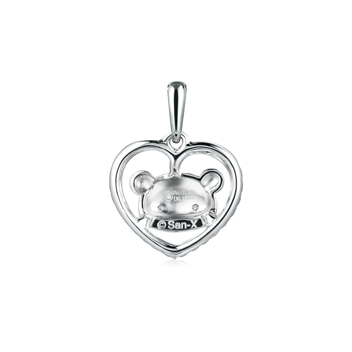 六福珠寶18K金吊墜 - "心中有熊"18K金(白色)鑽石吊墜