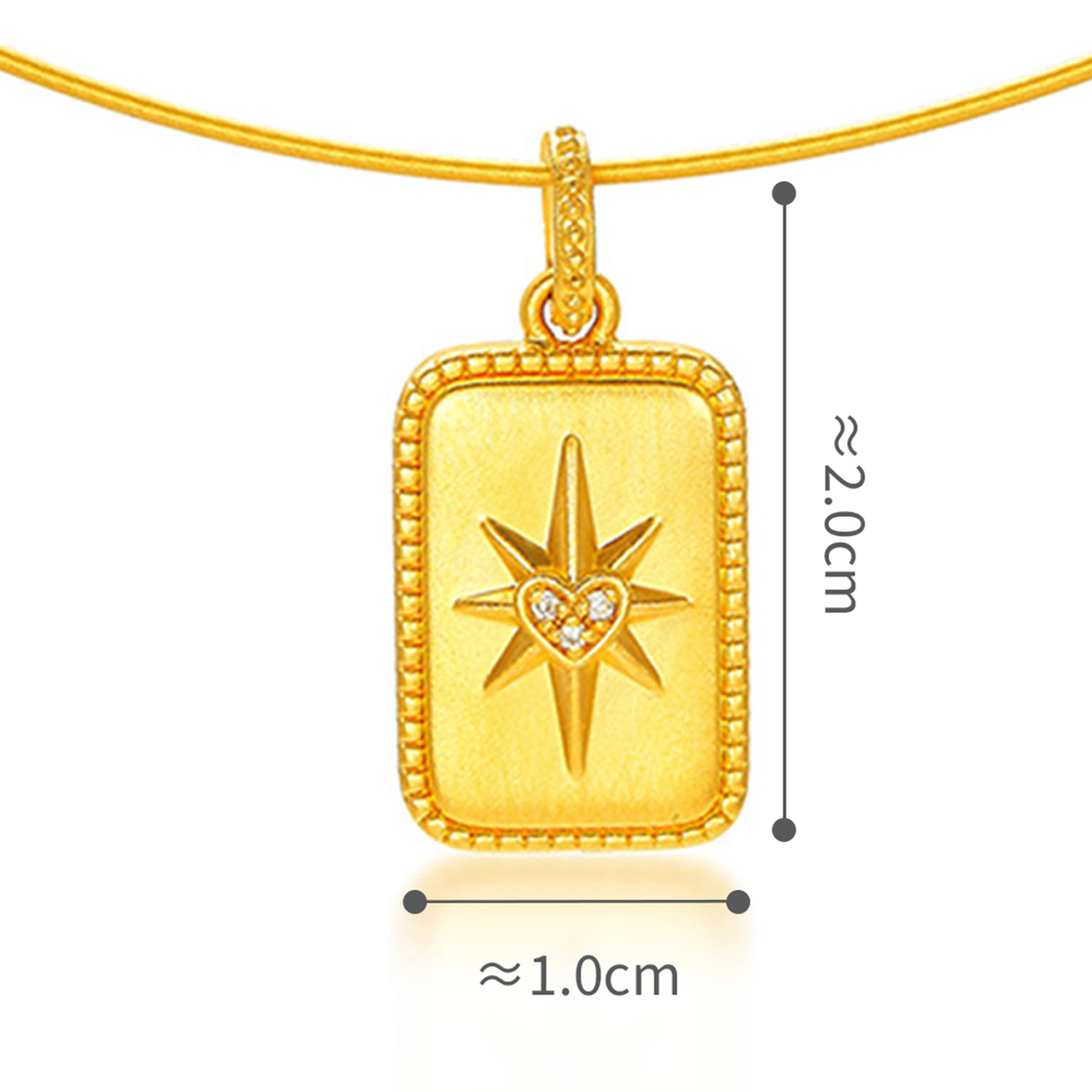 六福珠寶黃金吊墜 - "永恆守護星"999足金鑽石吊墜連頸繩(5D硬金工藝)