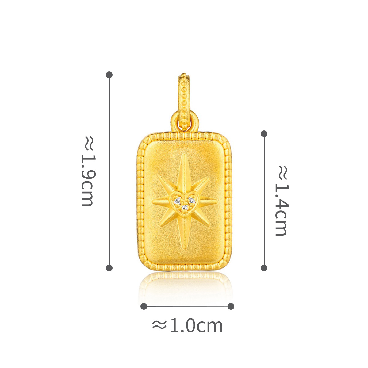 六福珠寶黃金吊墜 - "永恆守護星"999足金鑽石吊墜連頸繩(5D硬金工藝)