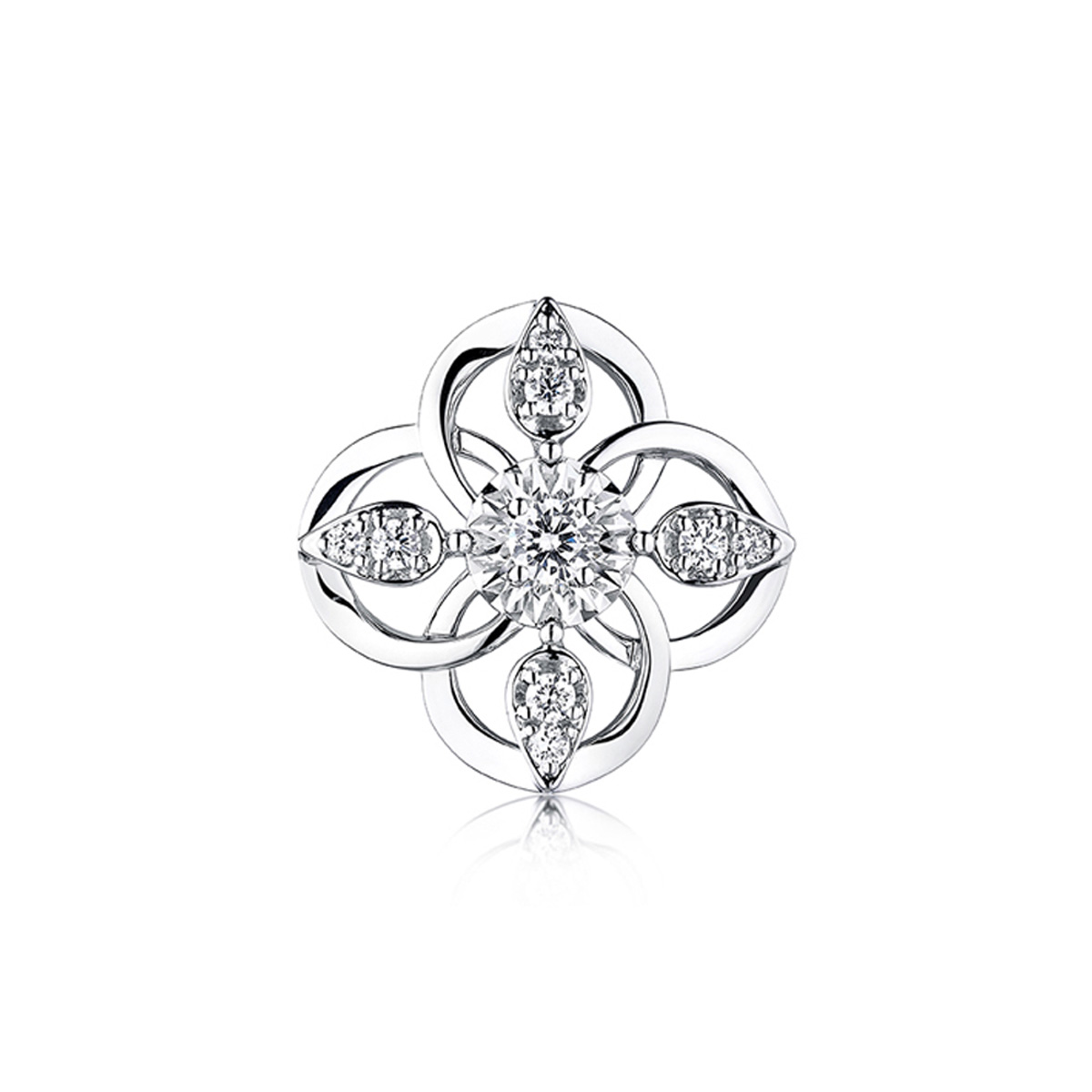 六福珠寶18K金吊墜 - "星空之花"18K金(白色)鑽石吊墜