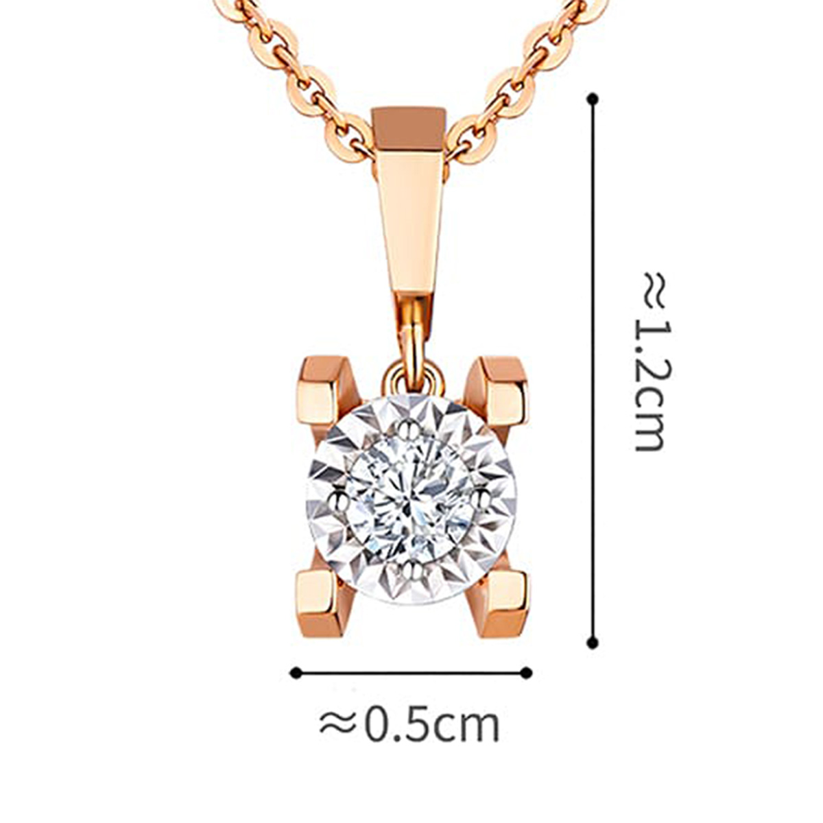 六福珠寶18K金吊墜 - “Hexicon”18K金鑽石吊墜(放閃車花工藝)-多色選擇