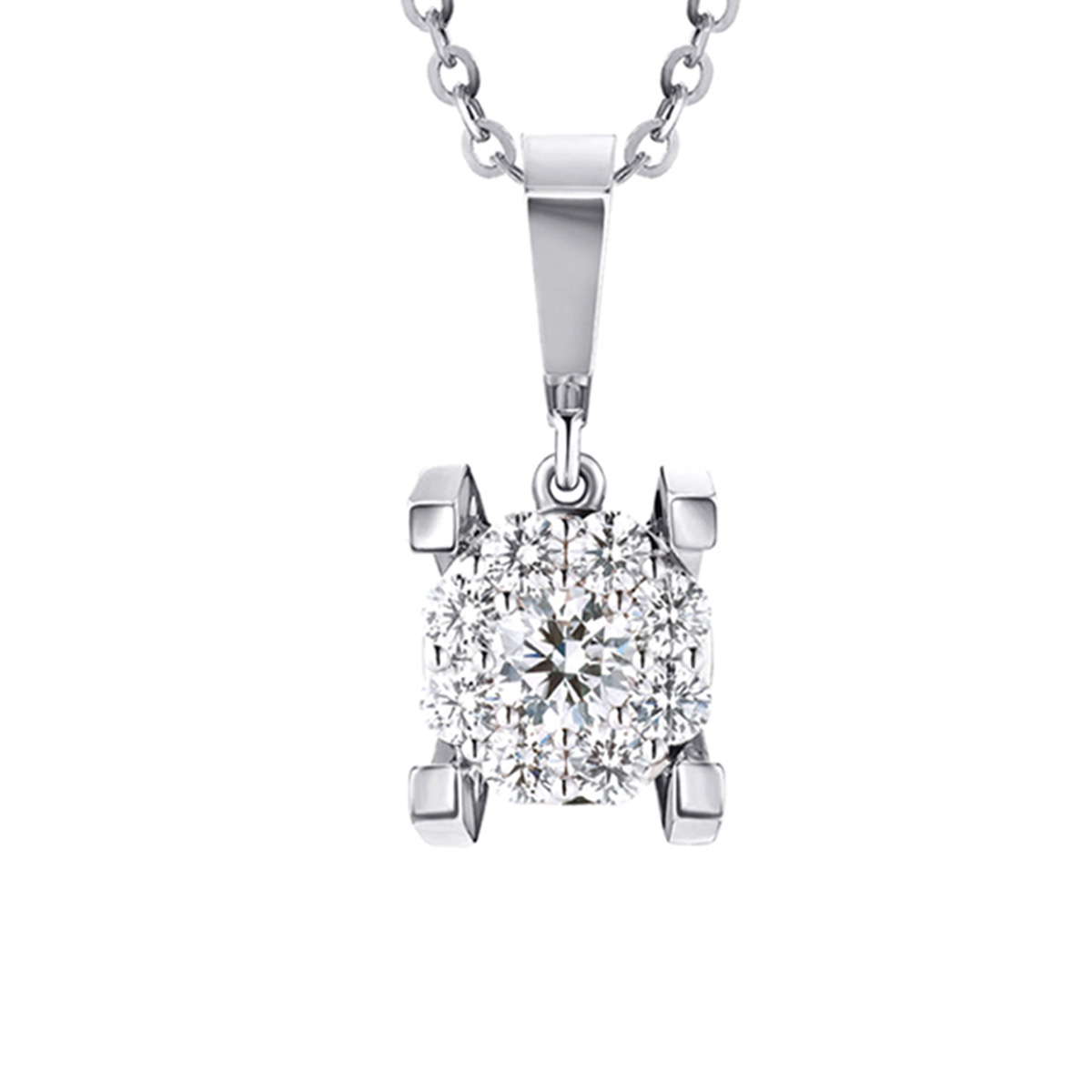 六福珠寶18K金吊墜 - “Hexicon”18K金鑽石吊墜(圍鑲工藝)–多色選擇