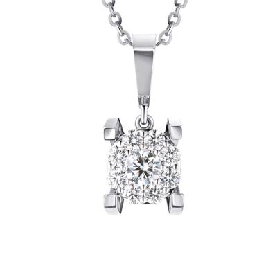 六福珠寶18K金吊墜 - “Hexicon”18K金鑽石吊墜(圍鑲工藝)–多色選擇