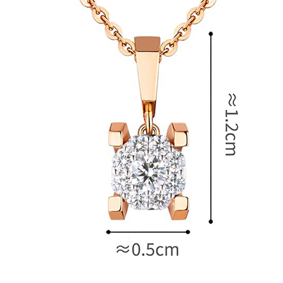 六福珠寶18K金吊墜 - “Hexicon”18K金鑽石吊墜(圍鑲工藝)–多色選擇